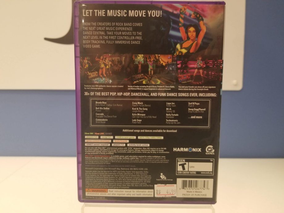Dance Central Back Cover