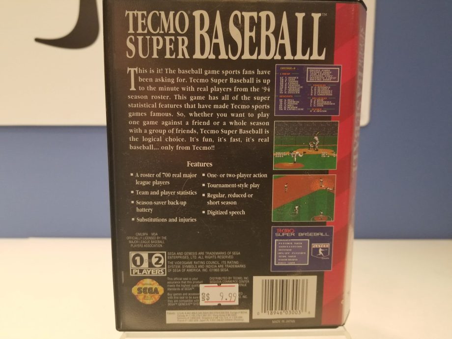 Tecmo Super Baseball Back Cover