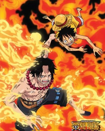 Luffy and Ace in Flames Wall Scroll