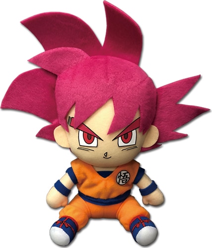 Super Saiyan God Goku Sitting Plush Pose 1