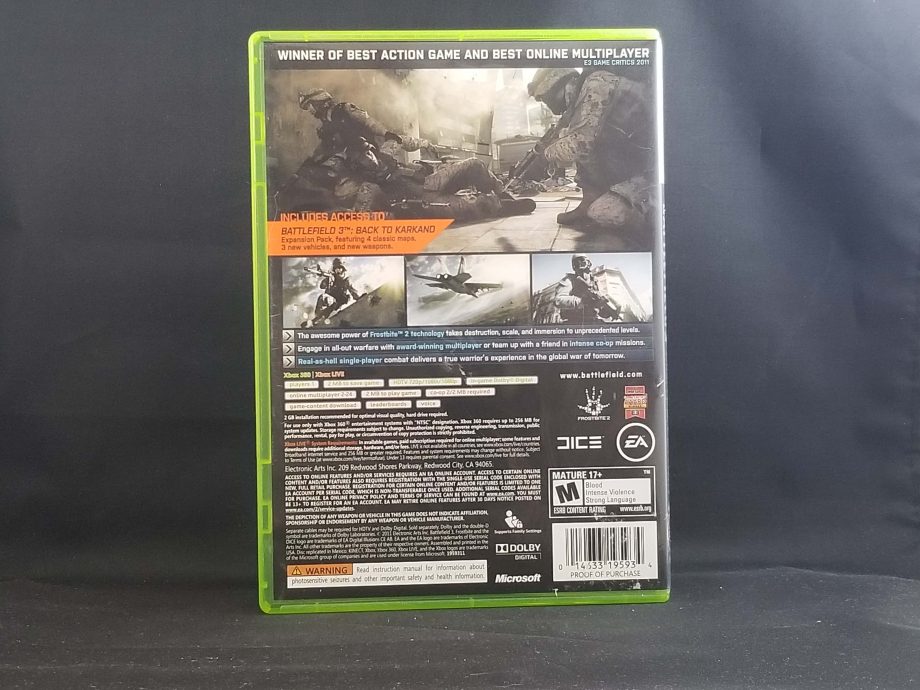 Battlefield 3 Limited Edition Back