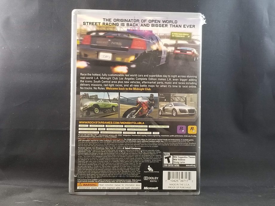 Midnight Club Los Angeles Complete Edition Back
