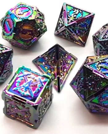 Old School 7 Piece Dice Set Metal Dice Knights of the Round Table Spectral Pose 1