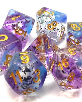 Old School 7 Piece Dice Set Particles Volcanic Lightning Pose 1