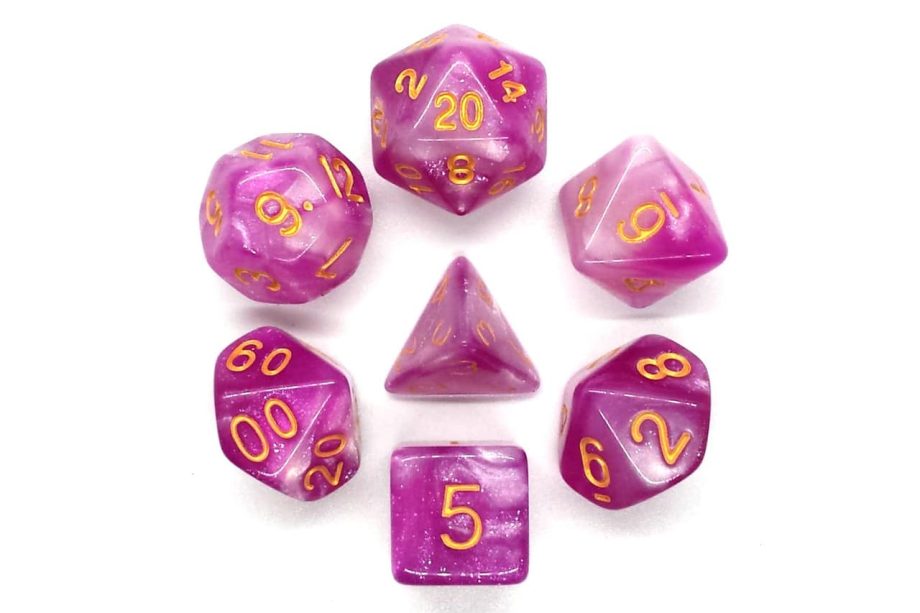 Old School 7 Piece Dice Set Galaxy First Kiss Pose 2