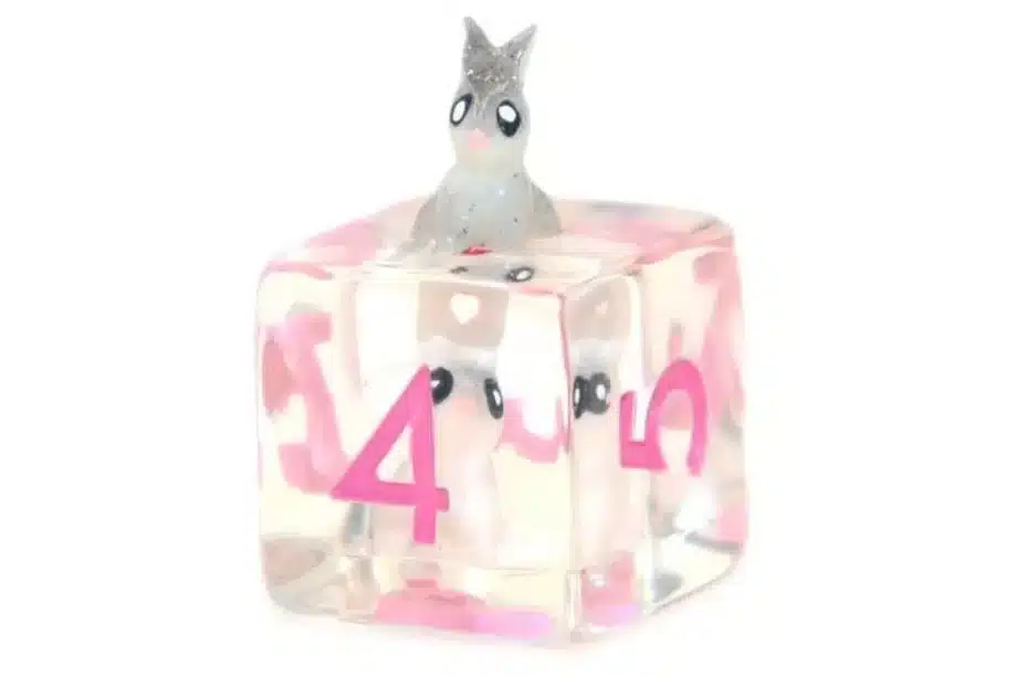 Old School 7 Piece Dice Set Animal Kingdom Pink Bunny Rabbit Pose 2