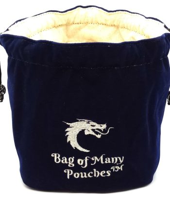 Old School RPG Dice Bag of Many Pouches Blue Pose 1