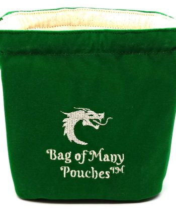 Old School RPG Dice Bag of Many Pouches Green Pose 1