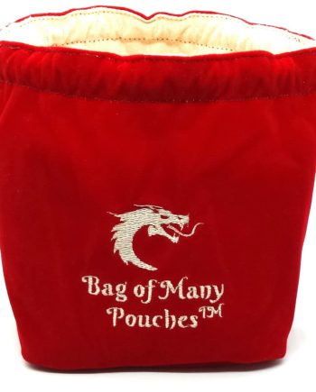 Old School RPG Dice Bag of Many Pouches Red Pose 1