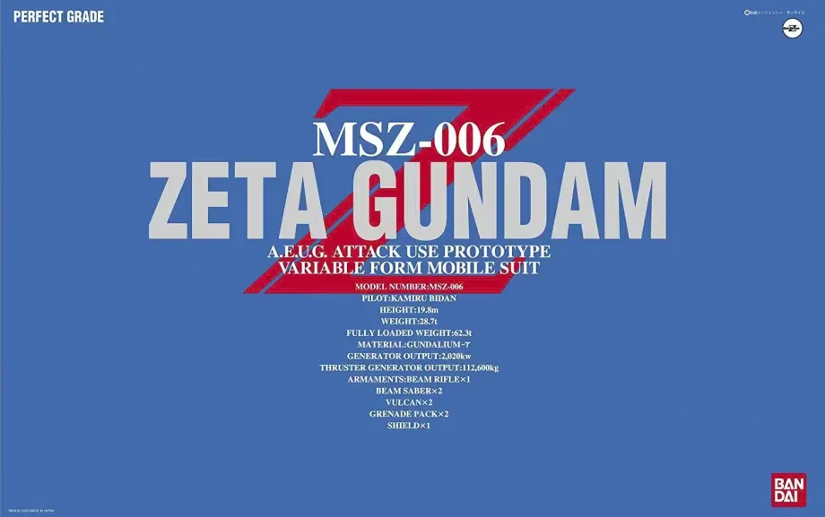 Gundam Universal Century 1/60 Perfect Grade Zeta Box