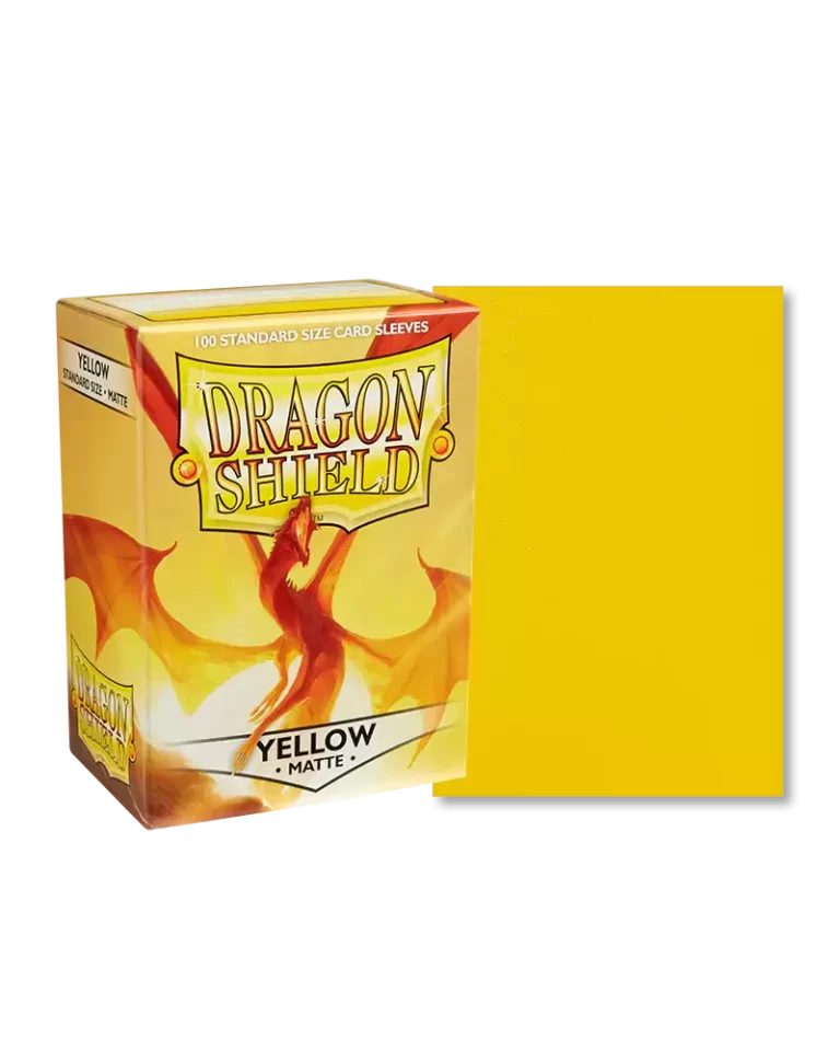 Dragon Shield Sleeves Matte Yellow Pose 1