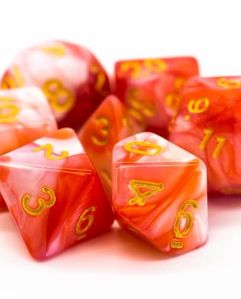 Old School 7 Piece Dice Set Vorpal Red & Ivory With Gold Pose 1