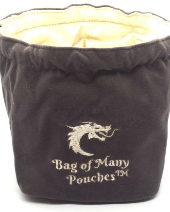 Old School RPG Dice Bag of Many Pouches Gray Pose 1