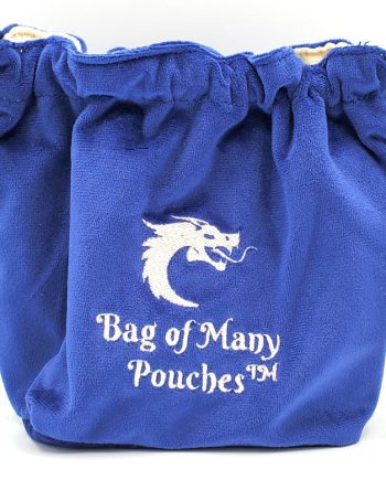 Old School RPG Dice Bag of Many Pouches Blue Pose 1